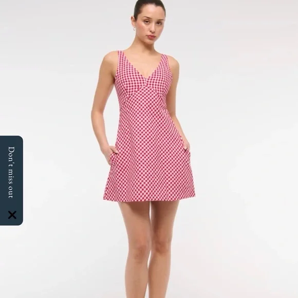 Abercrombie & Fitch Red Gingham Mini Dress XXS - Picture 4 of 6